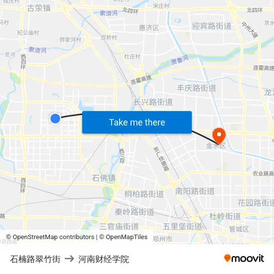 石楠路翠竹街 to 河南财经学院 map