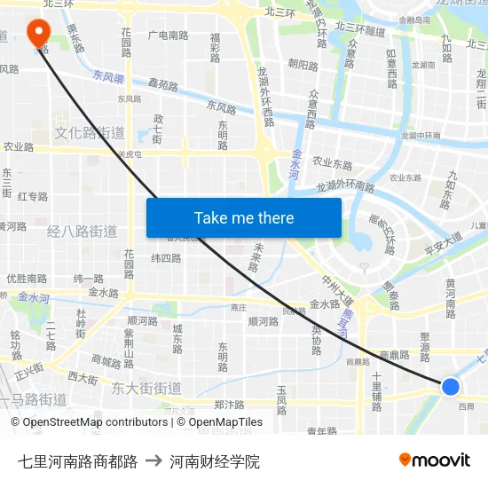 七里河南路商都路 to 河南财经学院 map