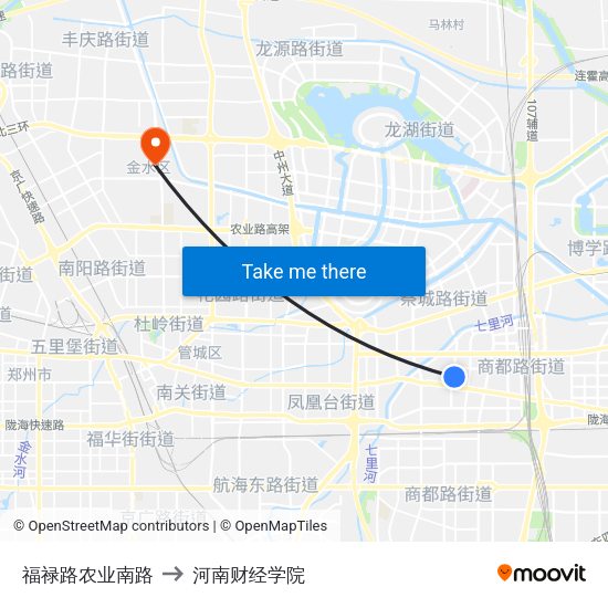 福禄路农业南路 to 河南财经学院 map