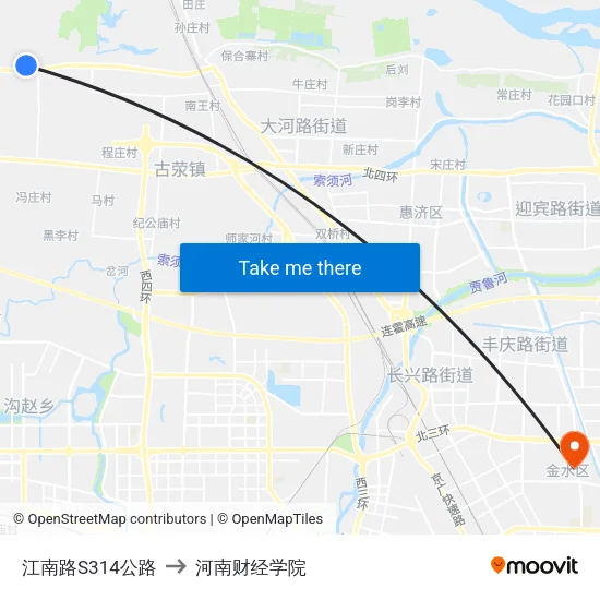 江南路S314公路 to 河南财经学院 map