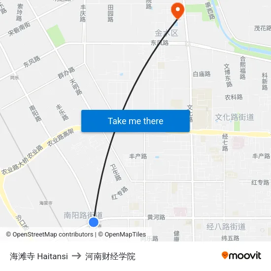 海滩寺 Haitansi to 河南财经学院 map