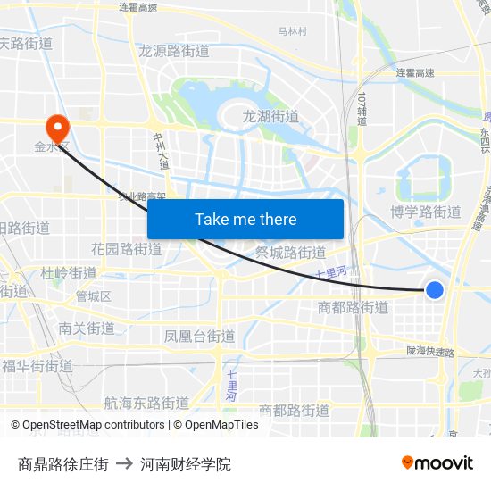 商鼎路徐庄街 to 河南财经学院 map