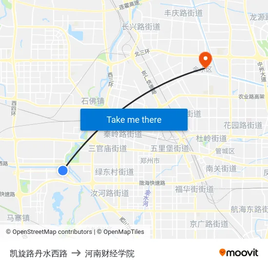 凯旋路丹水西路 to 河南财经学院 map