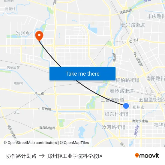 协作路计划路 to 郑州轻工业学院科学校区 map