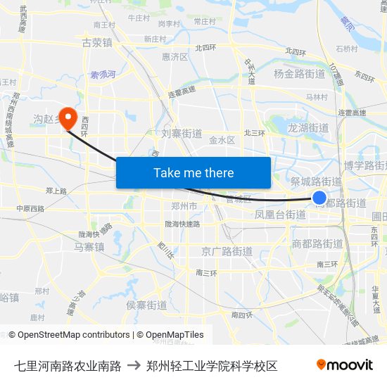 七里河南路农业南路 to 郑州轻工业学院科学校区 map