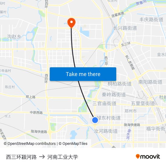 西三环颍河路 to 河南工业大学 map