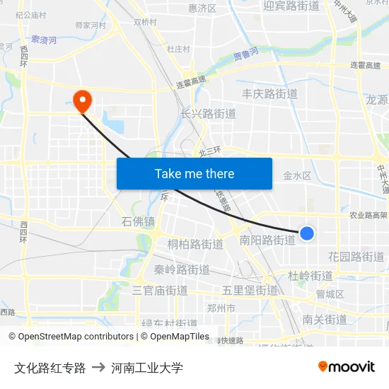 文化路红专路 to 河南工业大学 map