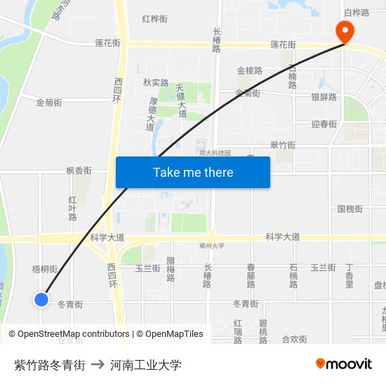 紫竹路冬青街 to 河南工业大学 map