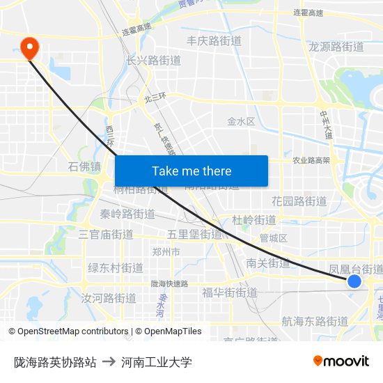 陇海路英协路站 to 河南工业大学 map