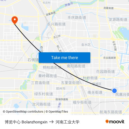博览中心 Bolanzhongxin to 河南工业大学 map
