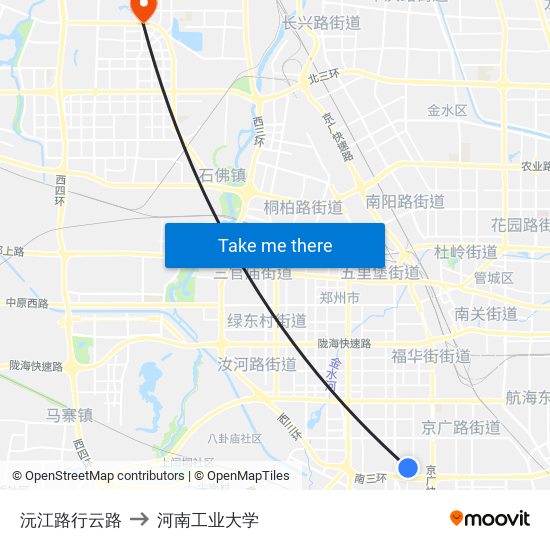 沅江路行云路 to 河南工业大学 map