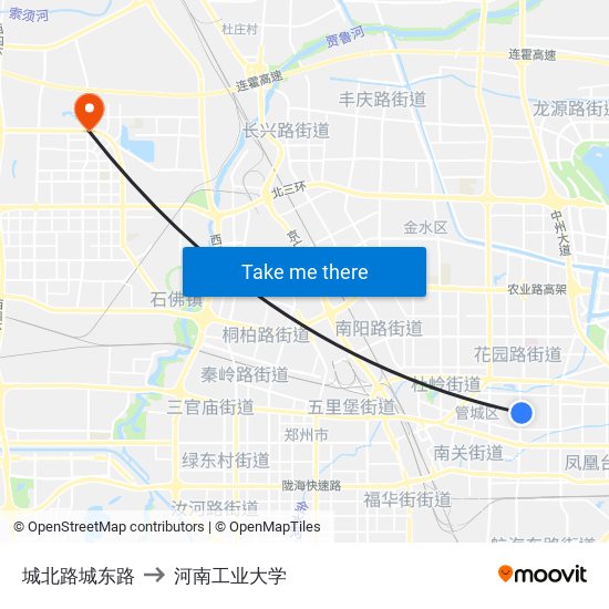 城北路城东路 to 河南工业大学 map