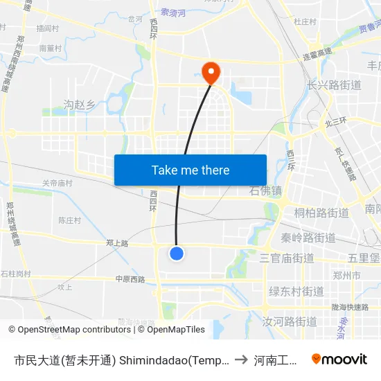 市民大道(暂未开通) Shimindadao(Temporary Not Open) to 河南工业大学 map