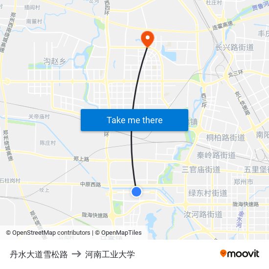 丹水大道雪松路 to 河南工业大学 map