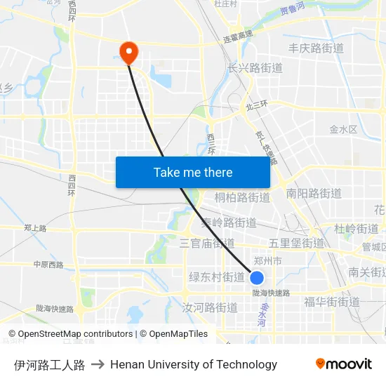 Yihe Road & Worker Road to Henan University of Technology map