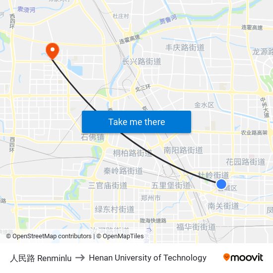 人民路 Renminlu to Henan University of Technology map