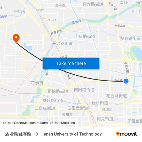 农业路姚寨路 to Henan University of Technology map