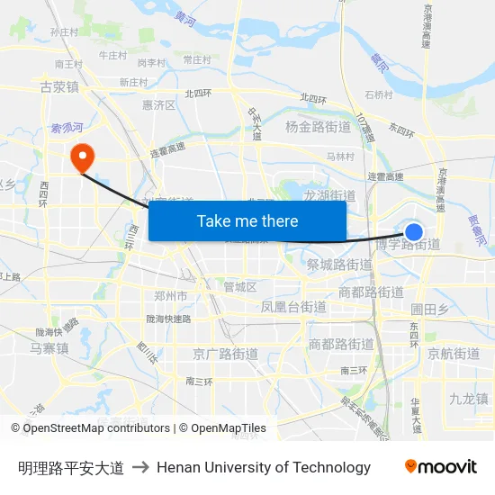 明理路平安大道 to Henan University of Technology map