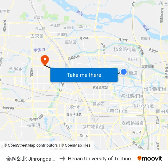 金融岛北 Jinrongdaobei to Henan University of Technology map
