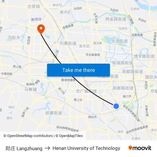 郎庄 Langzhuang to Henan University of Technology map