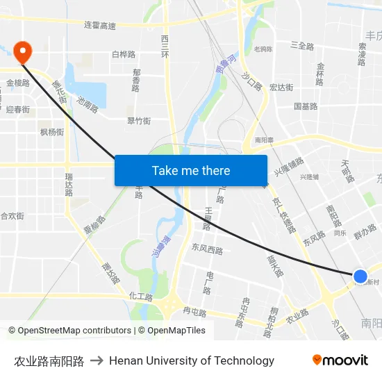 Agricultural Road Nanyang Road to Henan University of Technology map
