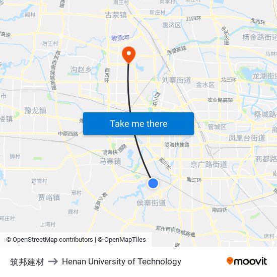 筑邦建材 to Henan University of Technology map