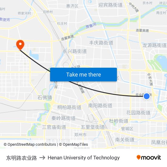 东明路农业路 to Henan University of Technology map