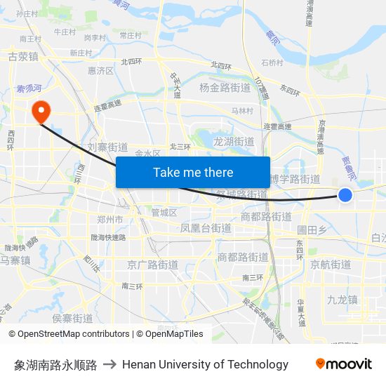 象湖南路永顺路 to Henan University of Technology map