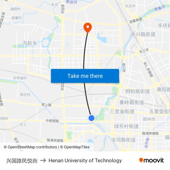 兴国路民悦街 to Henan University of Technology map