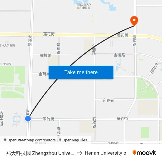 郑大科技园 Zhengzhou University Sci-Tech Park to Henan University of Technology map