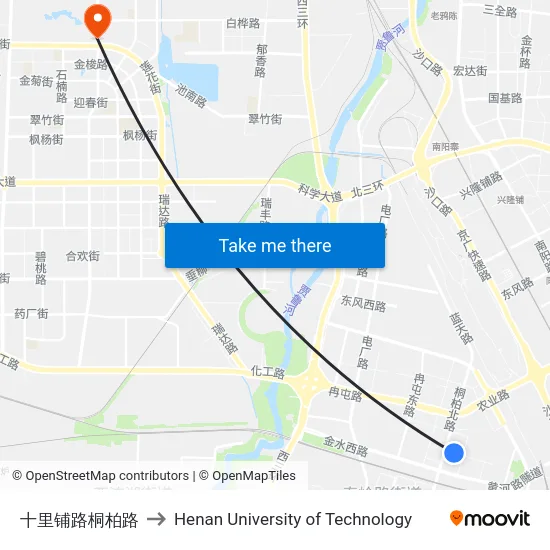 十里铺路桐柏路 to Henan University of Technology map