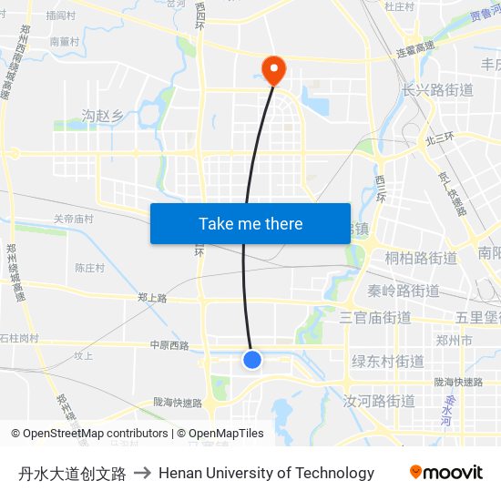 丹水大道创文路 to Henan University of Technology map