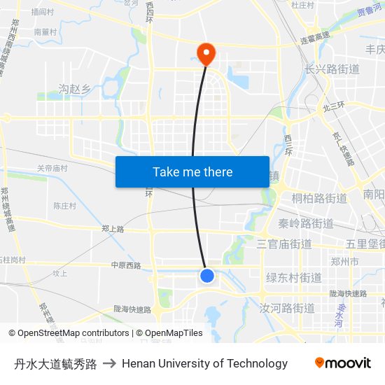 丹水大道毓秀路 to Henan University of Technology map