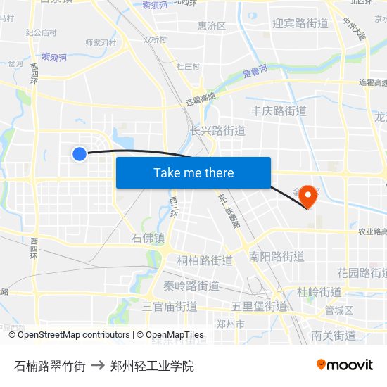 石楠路翠竹街 to 郑州轻工业学院 map