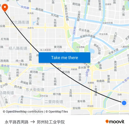 永平路西周路 to 郑州轻工业学院 map