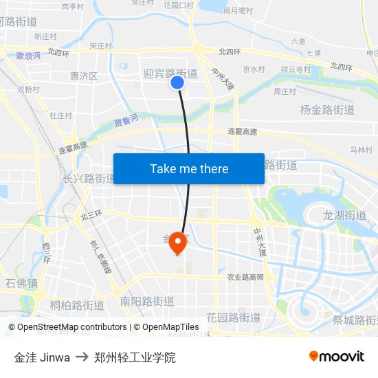 金洼 Jinwa to 郑州轻工业学院 map