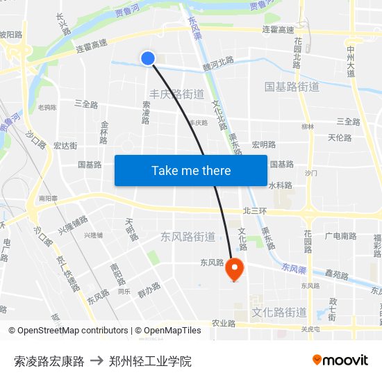 索凌路宏康路 to 郑州轻工业学院 map