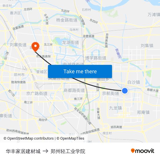 华丰家居建材城 to 郑州轻工业学院 map