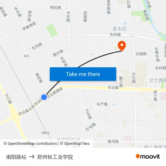 南阳路站 to 郑州轻工业学院 map