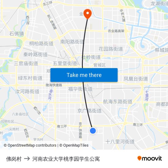 佛岗村 to 河南农业大学桃李园学生公寓 map