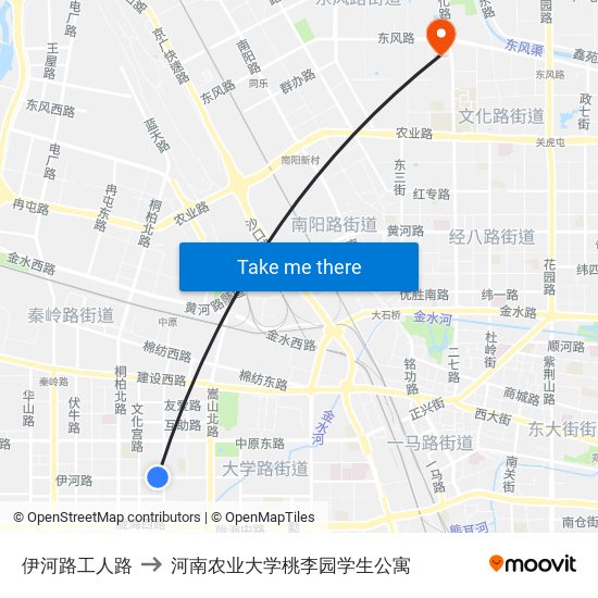 伊河路工人路 to 河南农业大学桃李园学生公寓 map