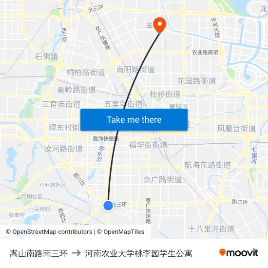 嵩山南路南三环 to 河南农业大学桃李园学生公寓 map
