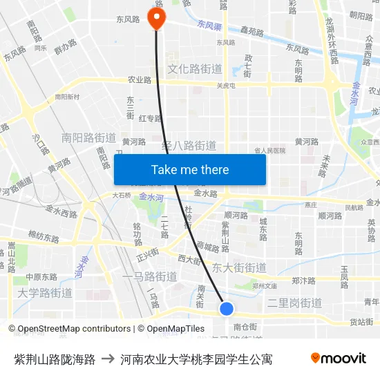 紫荆山路陇海路 to 河南农业大学桃李园学生公寓 map