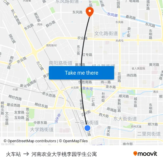 火车站 to 河南农业大学桃李园学生公寓 map