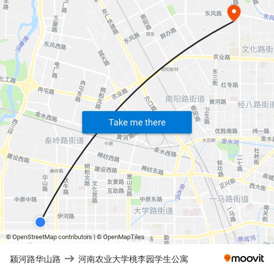 颍河路华山路 to 河南农业大学桃李园学生公寓 map