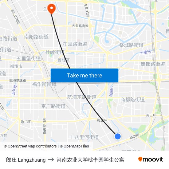 郎庄 Langzhuang to 河南农业大学桃李园学生公寓 map