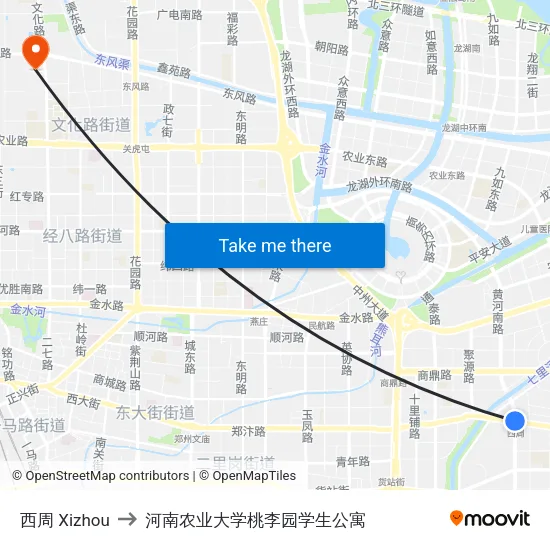 西周 Xizhou to 河南农业大学桃李园学生公寓 map