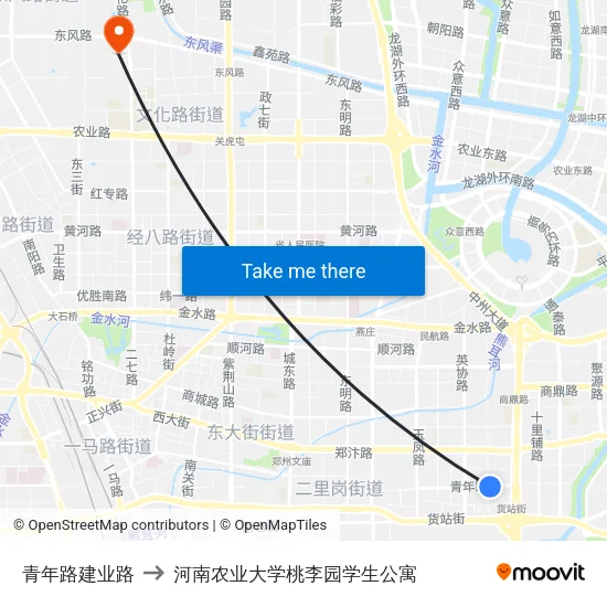 青年路建业路 to 河南农业大学桃李园学生公寓 map