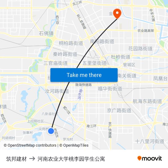 筑邦建材 to 河南农业大学桃李园学生公寓 map