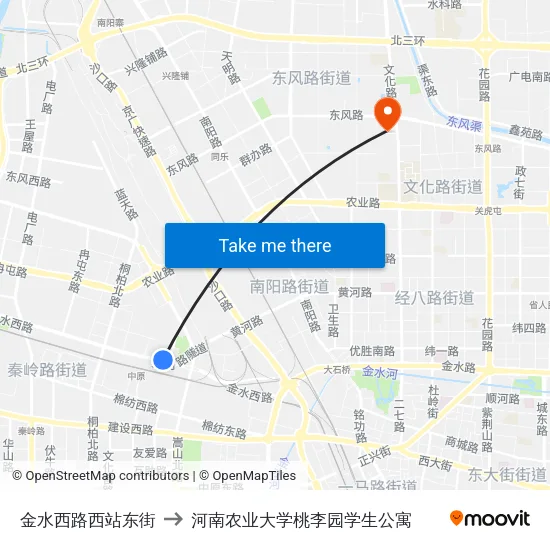 金水西路西站东街 to 河南农业大学桃李园学生公寓 map